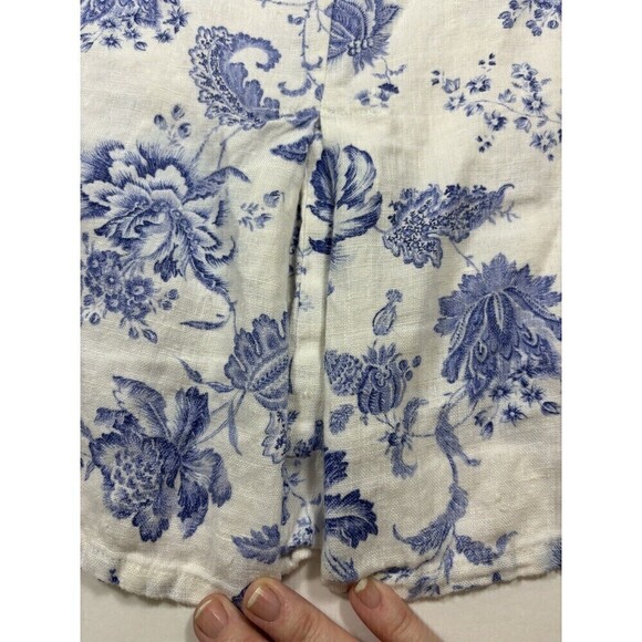 Aegean Linen Jacket Top White Blue Floral Small Breathable - Picture 8 of 9